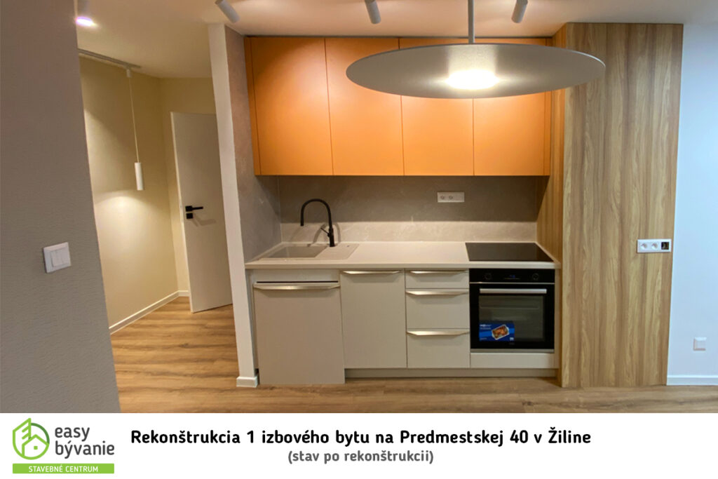 Kompletná rekonštrukcia z 1-izbového bytu na 2-izbový, Predmestská 40 v Žiline